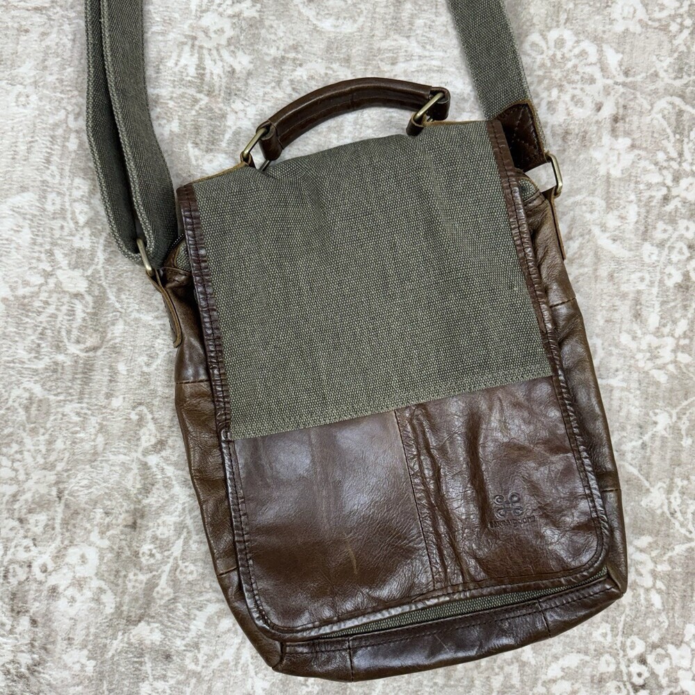 Carraig Donn Ireland Leather /Canvas Front Flap Messenger Shoulder Crossbody Bag - Picture 7 of 15